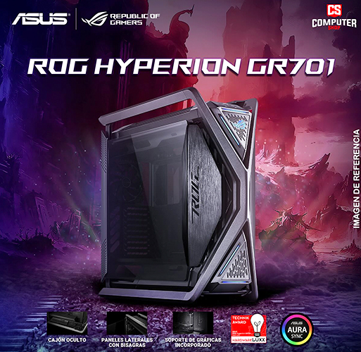 CASE ASUS ROG STRIX HYPERION GR701 ARGB BLACK SIN FUENTE VIDRIO TEMPLADO FULL TOWER (PN:90DC00F0'B38000) COMPUTER SHOP